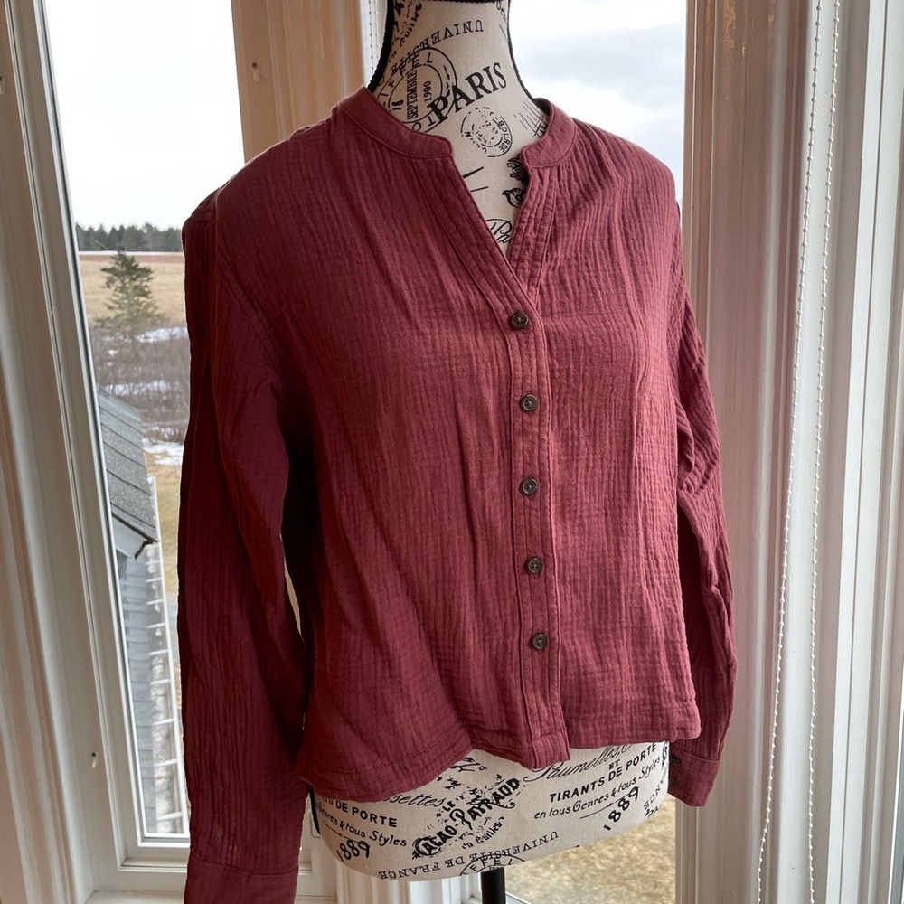 Muslin Burgundy Button Down Shirt